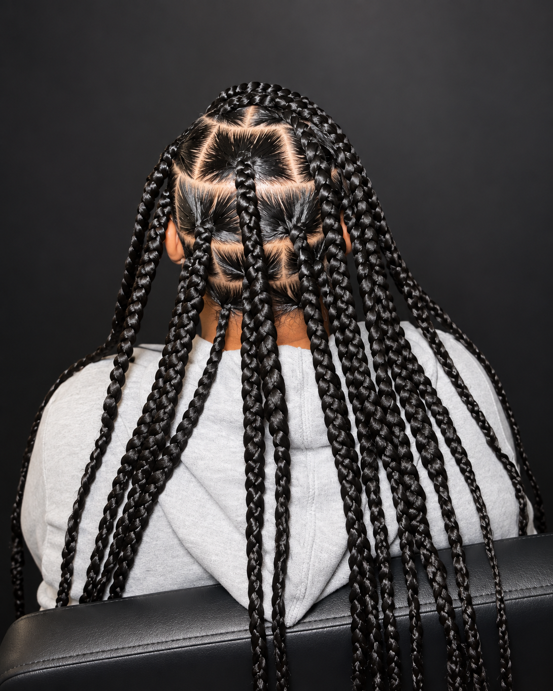 Large box braids with square parts